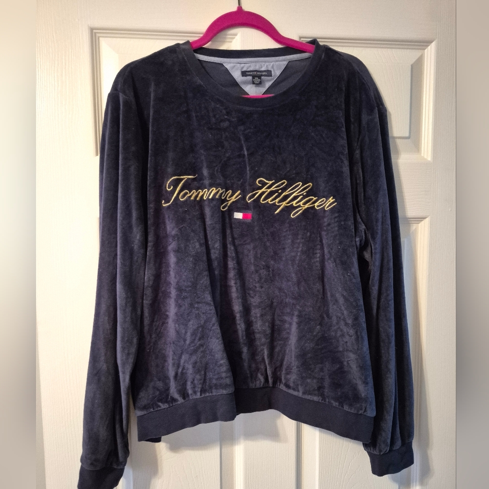 Tommy Hilfiger Navy Velour Sweatshirt